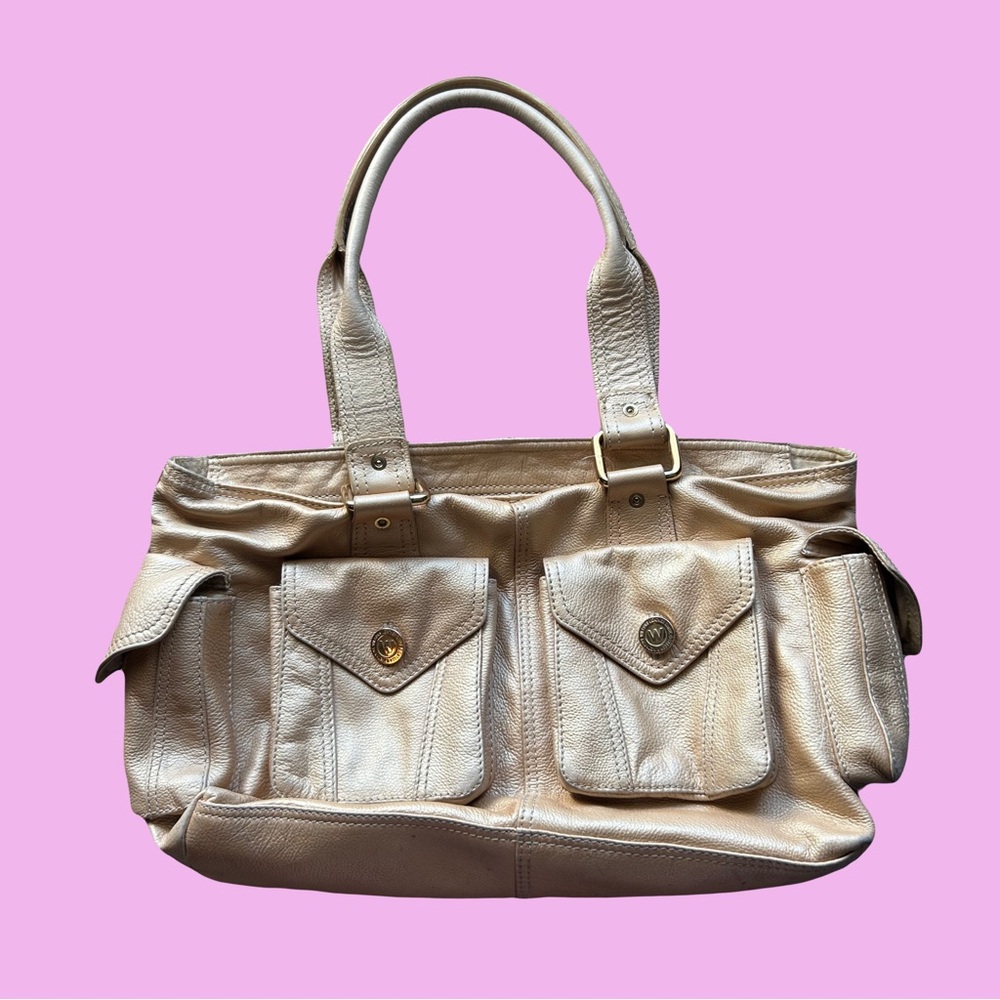 vintage wilsons leather metallic gold/cream leather shoulder bag